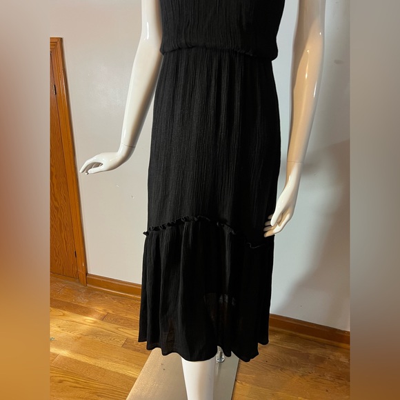 LUSH Haltered Tiered Mid Black Dress Small - Picture 4 of 8